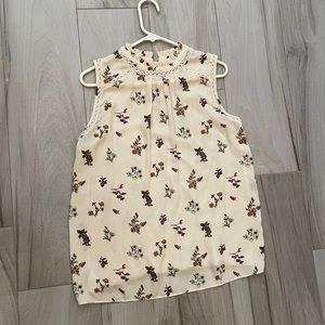 Loft cream and floral tank with lace detail, size S